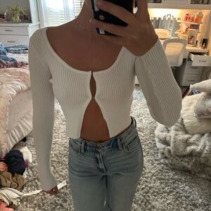 NEW with tags White Ribbed Long Sleeve Top